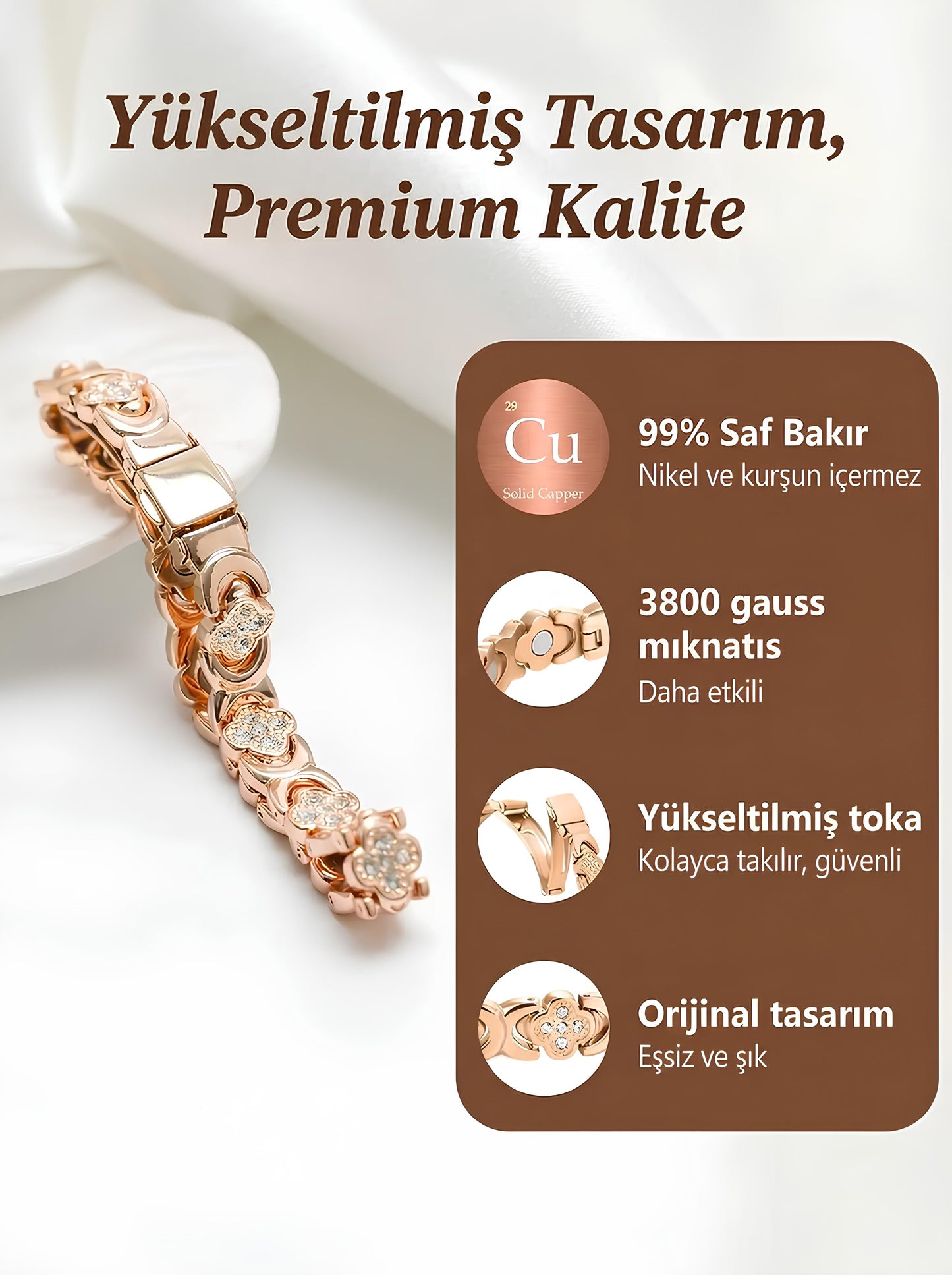 Saha Saf Bakır Bileklik